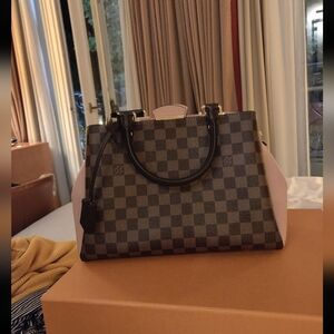 Checkered Designer Handbag - Brown and Pink